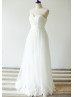 Ivory Strapless Sweetheart Pleated Tulle Lace Romantic Wedding Dress